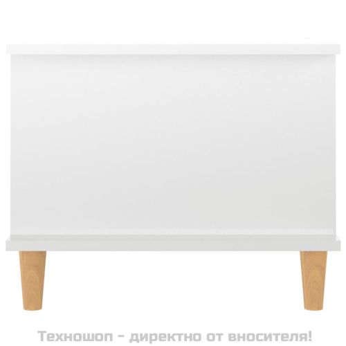Кафе маса, бял гланц, 90x50x40 см, инженерно дърво