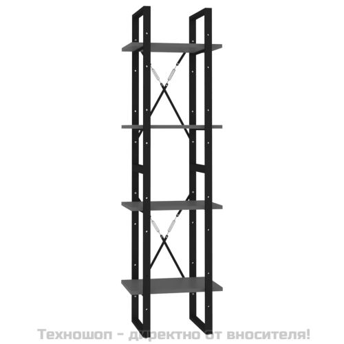 4-етажна библиотека, сива, 40x30x140 см, инженерно дърво