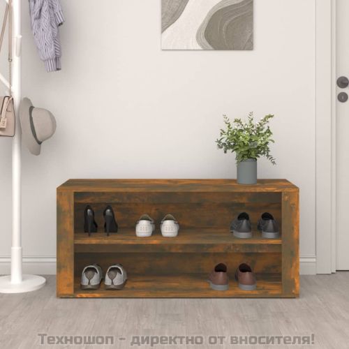 Шкаф за обувки, опушен дъб, 100x35x45 см, инженерно дърво