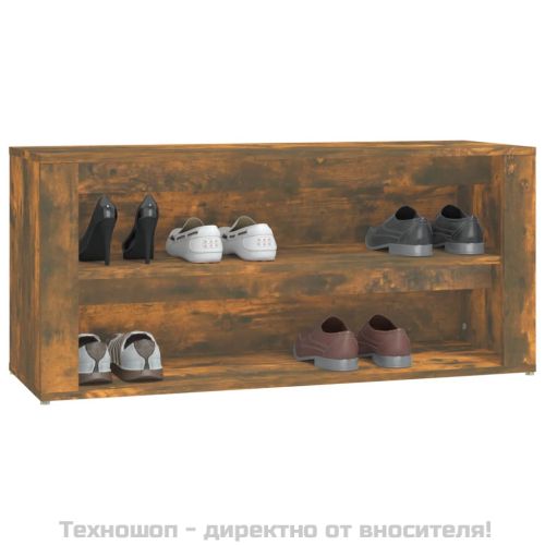 Шкаф за обувки, опушен дъб, 100x35x45 см, инженерно дърво