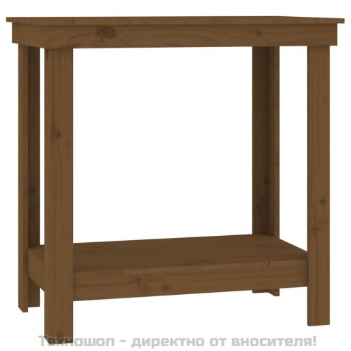 Работна маса меденокафява 80x50x80 см борово дърво масив
