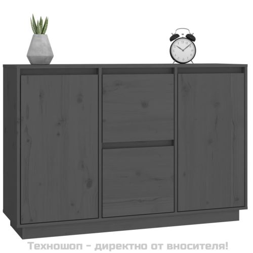 Сайдборд, сив, 111x34x75 см, бор масив