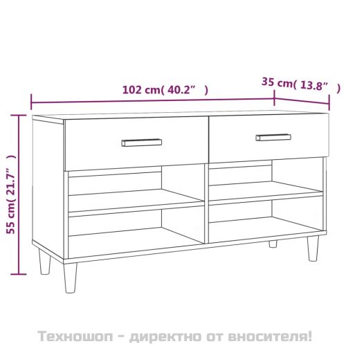 Шкаф за обувки, сонома дъб, 102x35x55 см, инженерно дърво