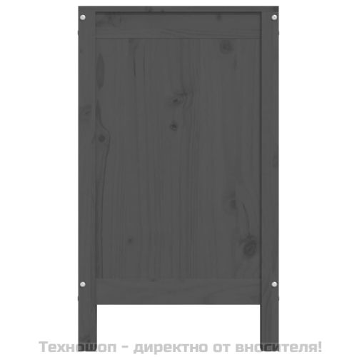 Кутия за пране, сива, 88,5x44x76 см, борово дърво масив