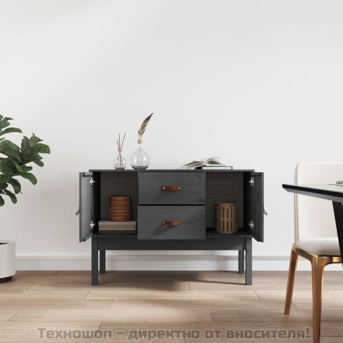 Сайдборд, сив, 110x40x78 см, бор масив