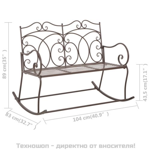 Градинска пейка, 104 см, желязо, антично кафяво