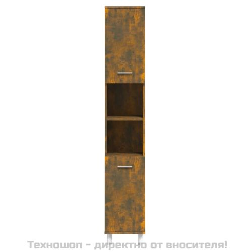 Шкаф за баня, опушен дъб, 30x30x179 см, инженерно дърво