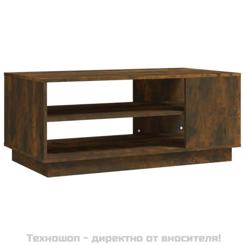 Кафе маса, опушен дъб, 102x55x43 см, инженерно дърво