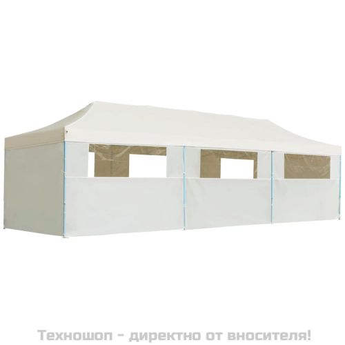 Сгъваема шатра с 8 странични стени, 870x291x315 см, кремава
