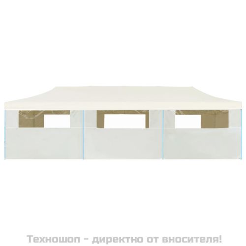 Сгъваема шатра с 8 странични стени, 870x291x315 см, кремава