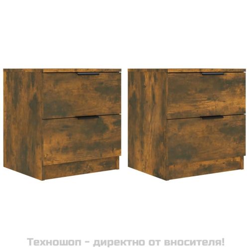Нощни шкафчета, 2 бр, Опушен дъб, инженерно дърво