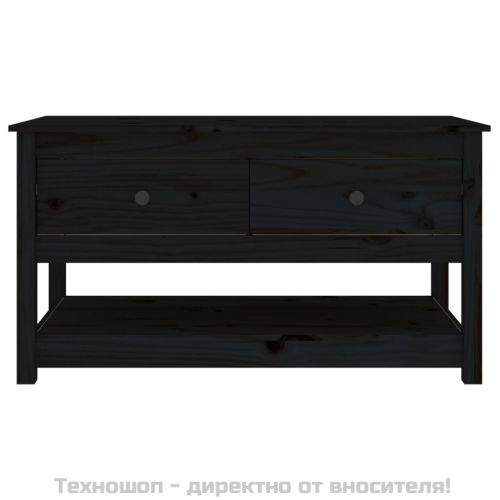 Кафе маса, черна, 102x49x55 см, борово дърво масив