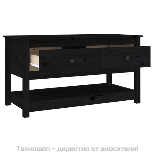 Кафе маса, черна, 102x49x55 см, борово дърво масив