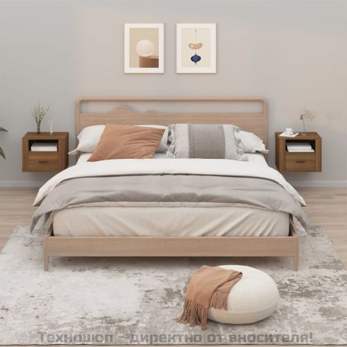 Нощни шкафчета за стенен монтаж, 2 бр, кафяв дъб, 50x36x40 см