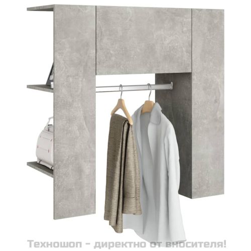 Шкаф за антре, бетонно сиво, 97,5x37x99 см, инженерно дърво
