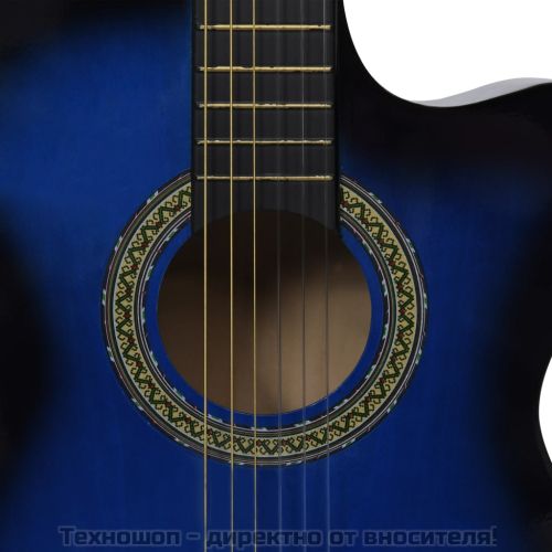 Уестърн класическа cutaway китара с еквалайзер и 6 струни синя