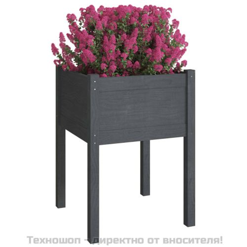 Градински сандък, сив, 50x50x70 см, бор масив
