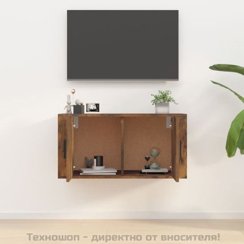 ТВ шкаф за стенен монтаж, oпушен дъб, 80x34,5x40 см