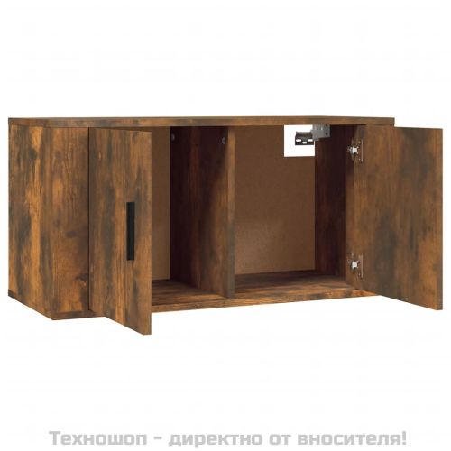 ТВ шкаф за стенен монтаж, oпушен дъб, 80x34,5x40 см