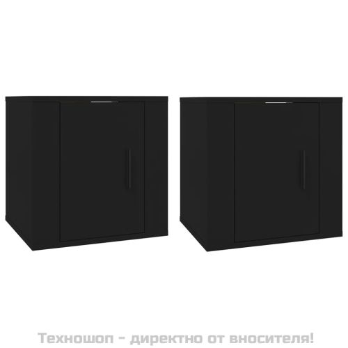 ТВ шкафове със стенен монтаж, 2 бр, черни, 40x34,5x40 см