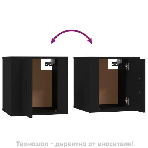 ТВ шкафове със стенен монтаж, 2 бр, черни, 40x34,5x40 см