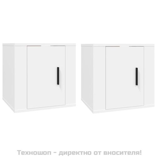ТВ шкафове със стенен монтаж, 2 бр, бели, 40x34,5x40 см
