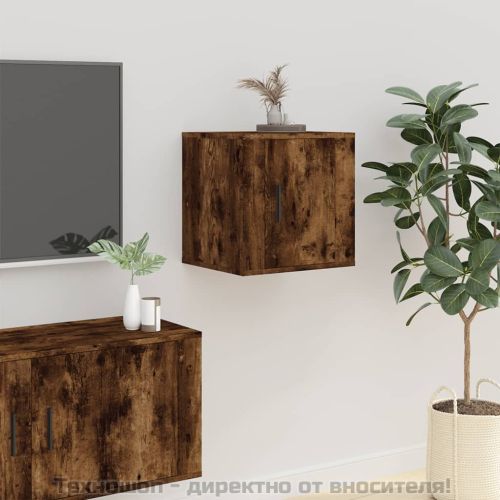 ТВ шкаф за стенен монтаж, опушен дъб, 40x34,5x40 см