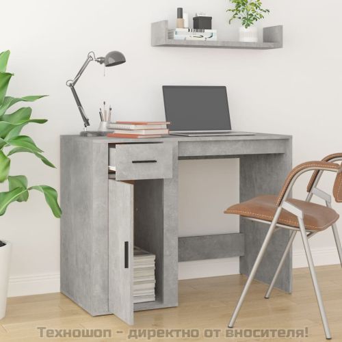 Бюро, бетонно сиво, 100x49x75 см, инженерно дърво