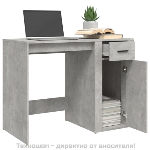Бюро, бетонно сиво, 100x49x75 см, инженерно дърво