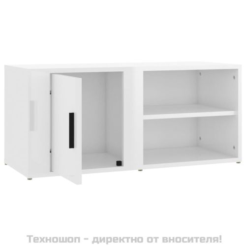 ТВ шкафове 2 бр, бял гланц, 80x31,5x36 см инженерно дърво