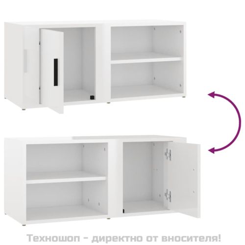 ТВ шкафове 2 бр, бял гланц, 80x31,5x36 см инженерно дърво