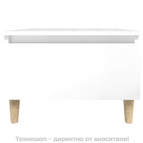 Странични маси, 2 бр, бял гланц, 50x46x35 см, инженерно дърво