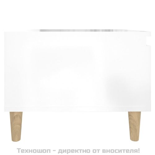 Странични маси, 2 бр, бял гланц, 50x46x35 см, инженерно дърво