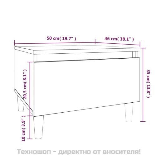 Странични маси, 2 бр, бял гланц, 50x46x35 см, инженерно дърво