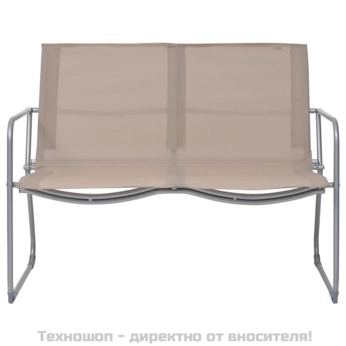 Градински лаундж комплект, 4 части, плат и стомана, таупе