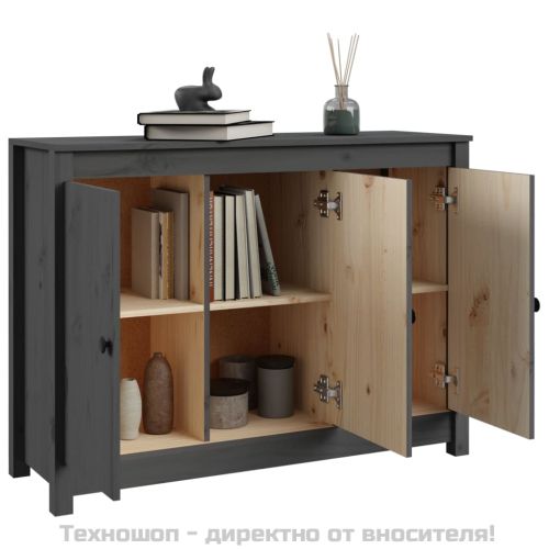 Сайдборд, сив, 100x35x74 см, бор масив
