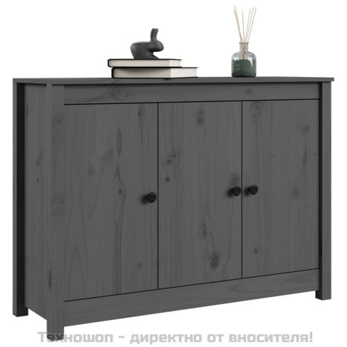 Сайдборд, сив, 100x35x74 см, бор масив