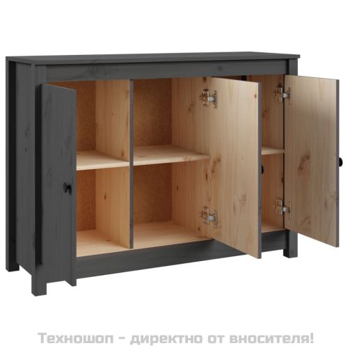 Сайдборд, сив, 100x35x74 см, бор масив