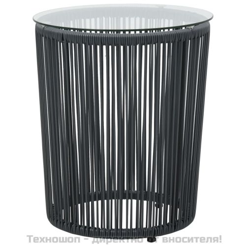 Бистро комплект от 3 части с възглавници, PE ратан, сиво