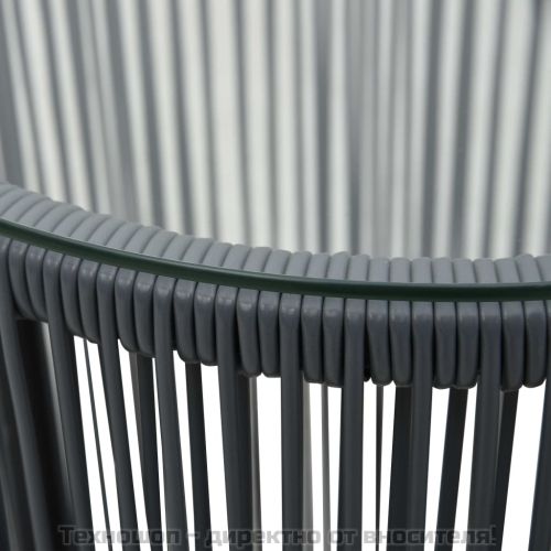 Бистро комплект от 3 части с възглавници, PE ратан, сиво