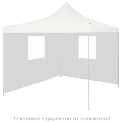 Професионална сгъваема парти шатра 2 стени 3x3 м стомана бяла