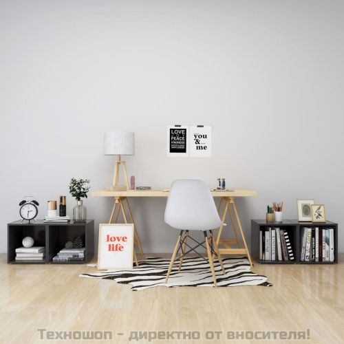 ТВ шкафове, 4 бр, сиви, 37x35x37 см, инженерно дърво