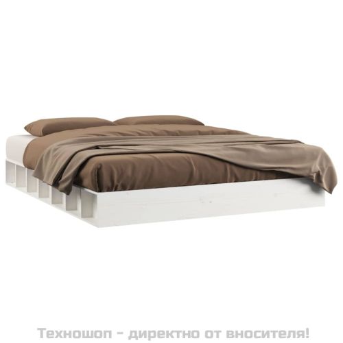 Рамка за легло бяла 120x200 см масивно дърво