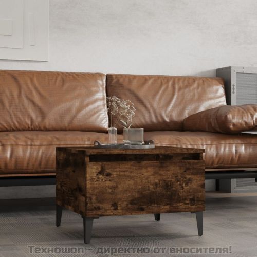 Странична маса, опушен дъб, 50x46x35 см, инженерно дърво