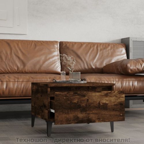 Странични маси, 2 бр, опушен дъб, 50x46x35 см, инженерно дърво