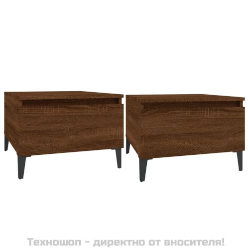 Странични маси, 2 бр, Кафяв дъб, 50x46x35 см, инженерно дърво