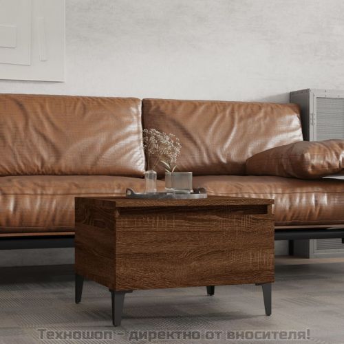 Странична маса, кафяв дъб, 50x46x35 см, инженерно дърво