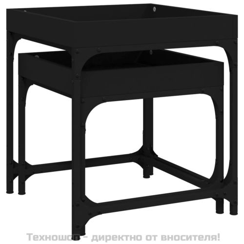 Странични маси, 2 бр, черни, инженерно дърво