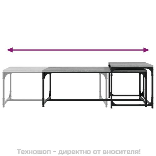 Кафе маси, 2 бр, сив сонома, инженерно дърво