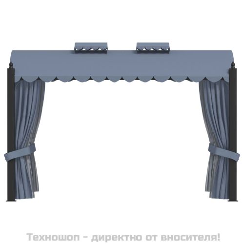 Градинска шатра със завеси, 3x4 м, антрацит, стомана